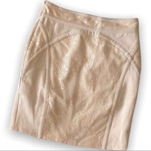 Free People Lace Panel Stretchy Pencil Mini Skirt - Seashell